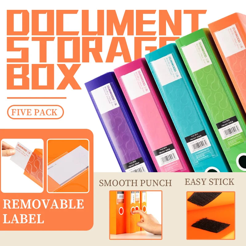 SUNWOOD Plato Series A4 File Organizer Boxes,  Colorful Document Storage Folders, Mixed Colors, FBE4006,FBE4007
