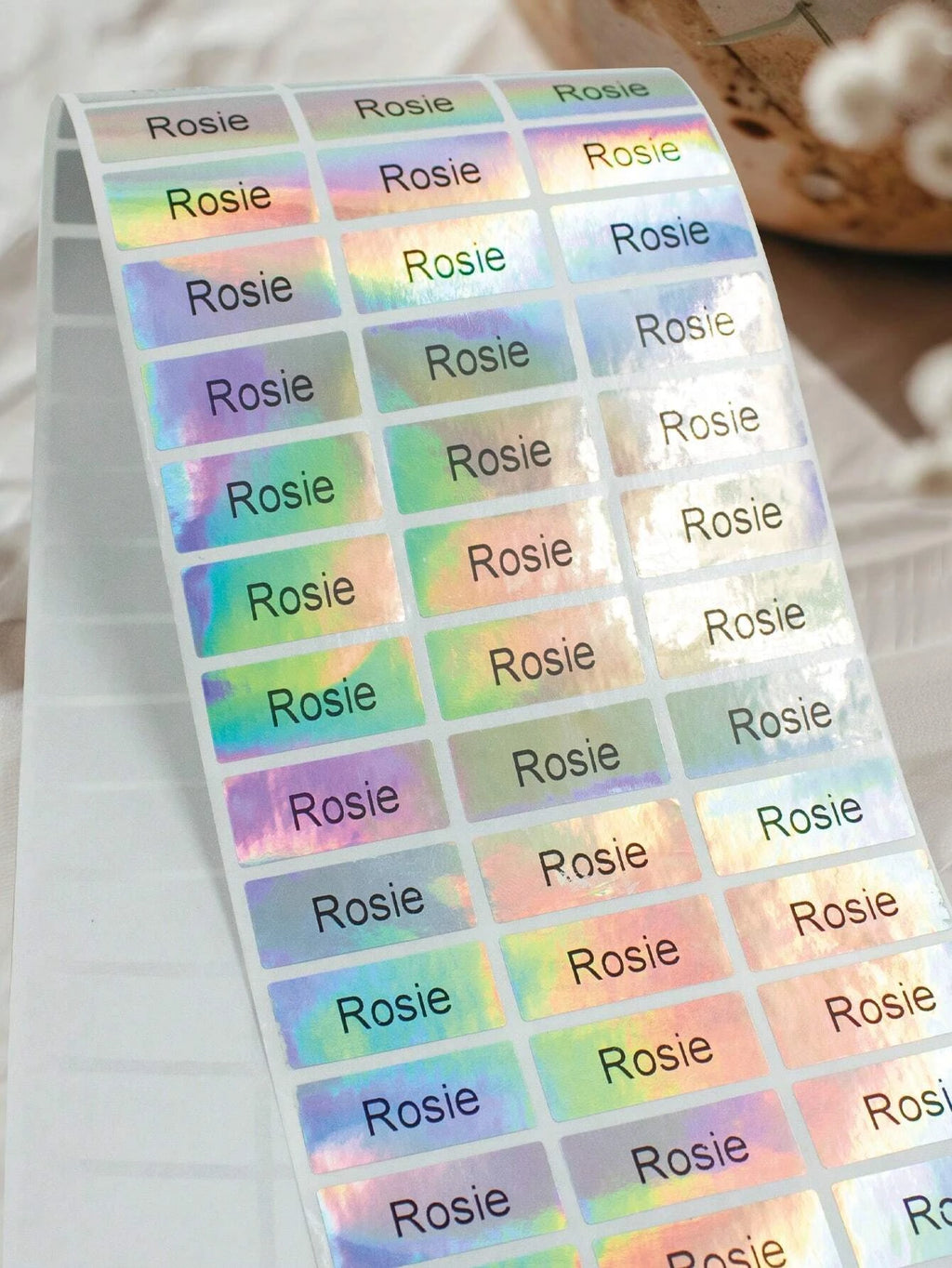 3*1.3CM Custom Holographic Name Stickers, Personalized Name Labels Stickers For Kids, Custom Name Tag Stickers, Daycare Labels