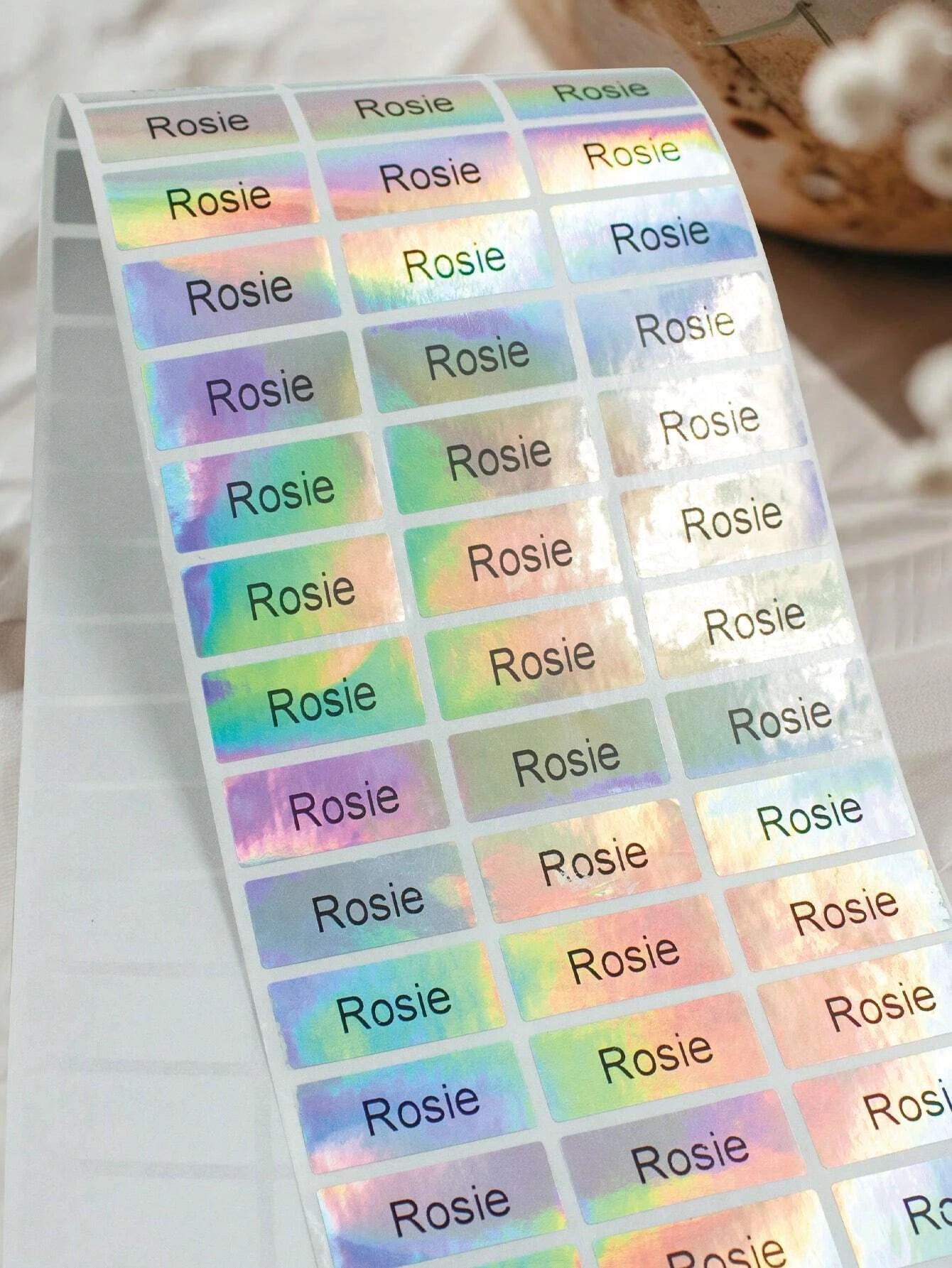 3*1.3CM Custom Holographic Name Stickers, Personalized Name Labels Stickers For Kids, Custom Name Tag Stickers, Daycare Labels