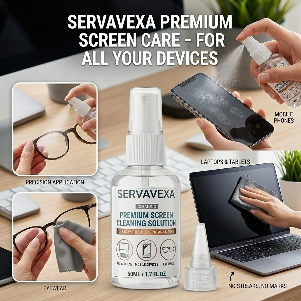 7-in-1 Screen Cleaner Spray Kit with 5 Brushes & Microfiber Cloth Dust Remover for Phone Laptop Keyboard Monitor Tablet Camera