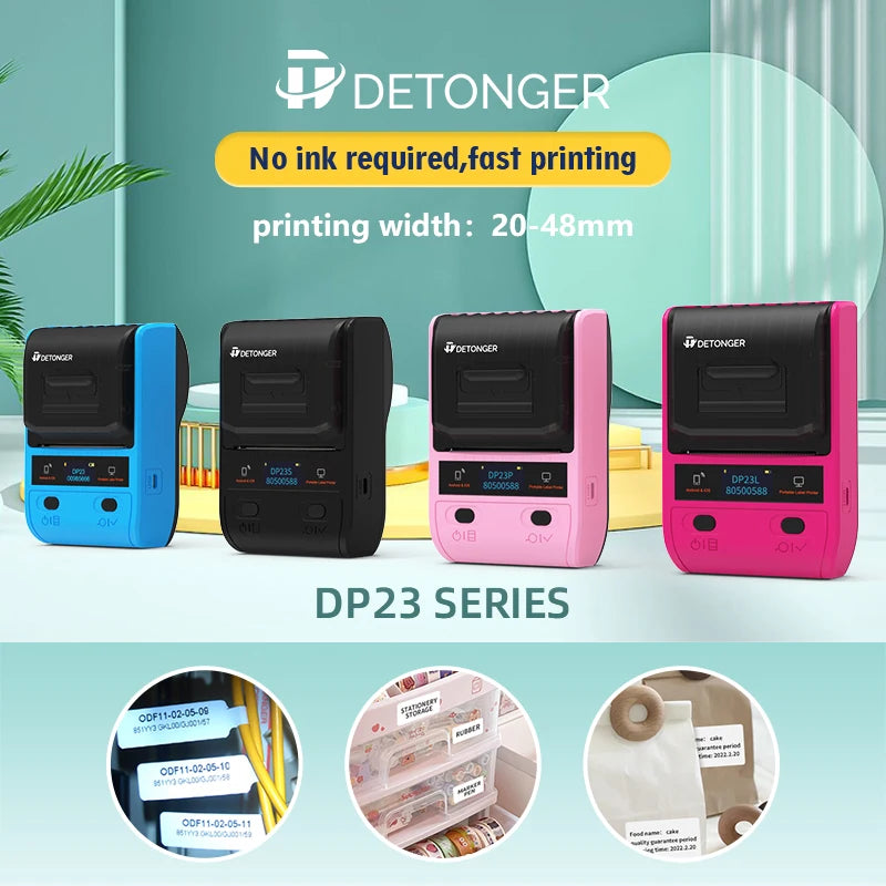 DETONGER DP23S Barcode QR Code Clothes Jewelry Price Tag Printer Android iOS Bluetooth Connection PC Printer