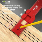 Precision Pocket T-Type Scribing Ruler with Slide Stop Inch & Metric Carpentry Square T-Track Measuring Marking Tool