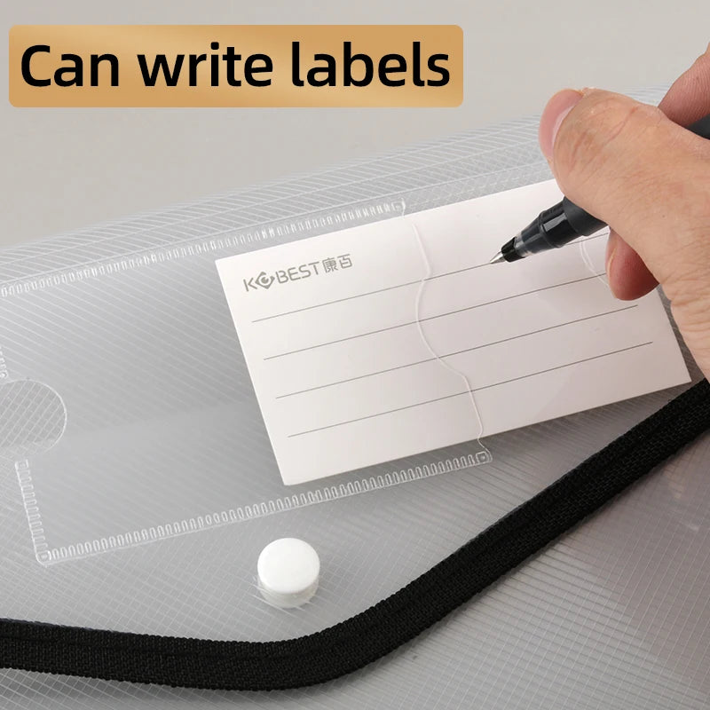 1Pcs Transparent A4 Waterproof File Folder with Press Button Plastic Document Bag for Data Storage Office Supplies