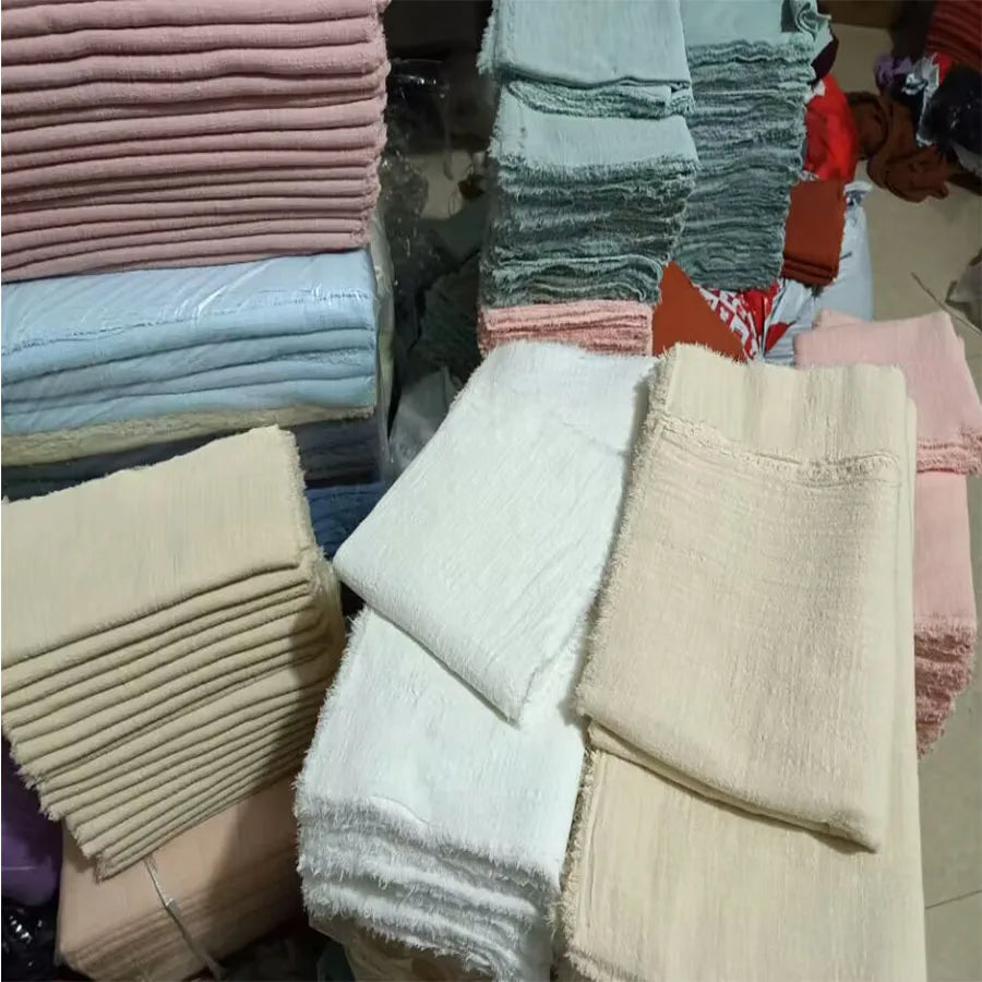 10 Pieces 32x32cm Cream Rough Edge Gauze Napkins 100% Soft Cotton Fabric Serviette Kitchen Tea Towels For Easter Party Supplies