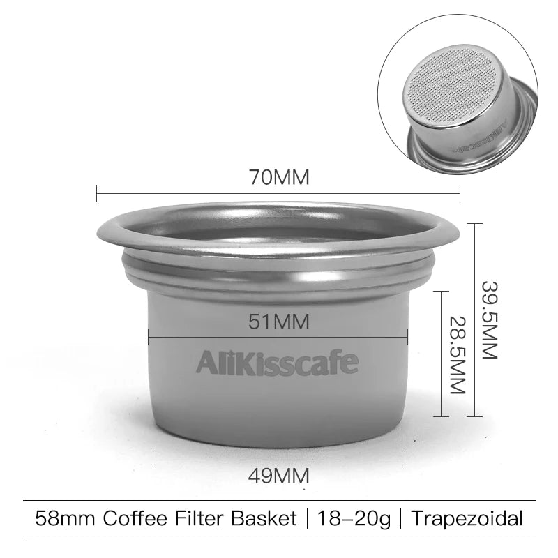 AliKisscafe 58mm to 49mm Step Down Filter Basket Kit Screen Tamper For Bottomless Portafilter Espresso Accessories Barista Tools