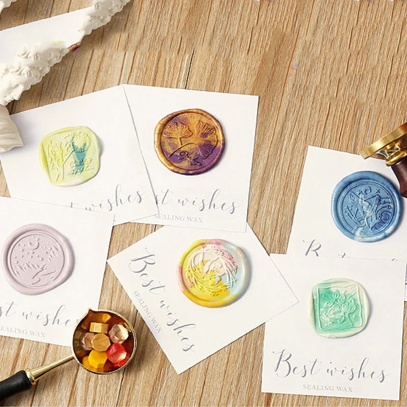 100 Pcs Vintage Wax Seal for Stamps Retro Wax Print Beads Sealing Macaron Gold Wedding Birthday Wax Lacquer for Seals Lacre
