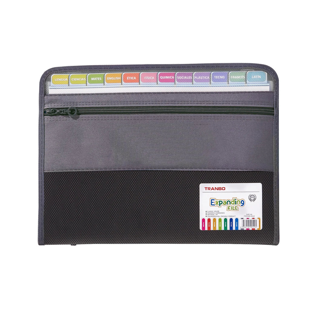 Accordion File Organizer with Safe Zipper, 13 Pocket Expanding File Folder with Front Pencil Pouch, School Office Supplies
