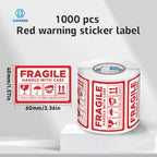 SINMARK 1000Pcs Fragile Warning Stickers Box Shipping Label English Fragile Products Label Handle With Care/Up/Keep Out of Rain