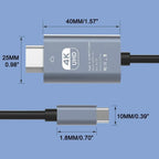 Aluminum Shell USB C to 4K@30Hz HDMI-compatible Display Adapter Cable Compatible with Thunderbolt5/4/3 Laptops i/phone16/15