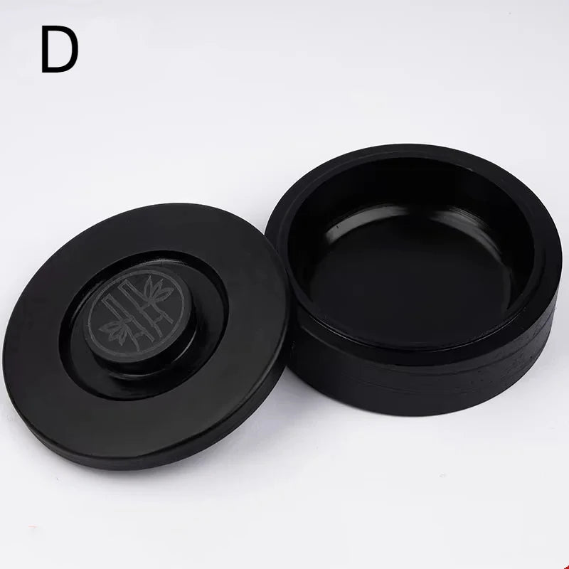 Natural Raw Stone Inkstone Chinese Brush Writing Painting Circular Inkstone Vintage She Inkstone Cartridge Calligraphy Supplies