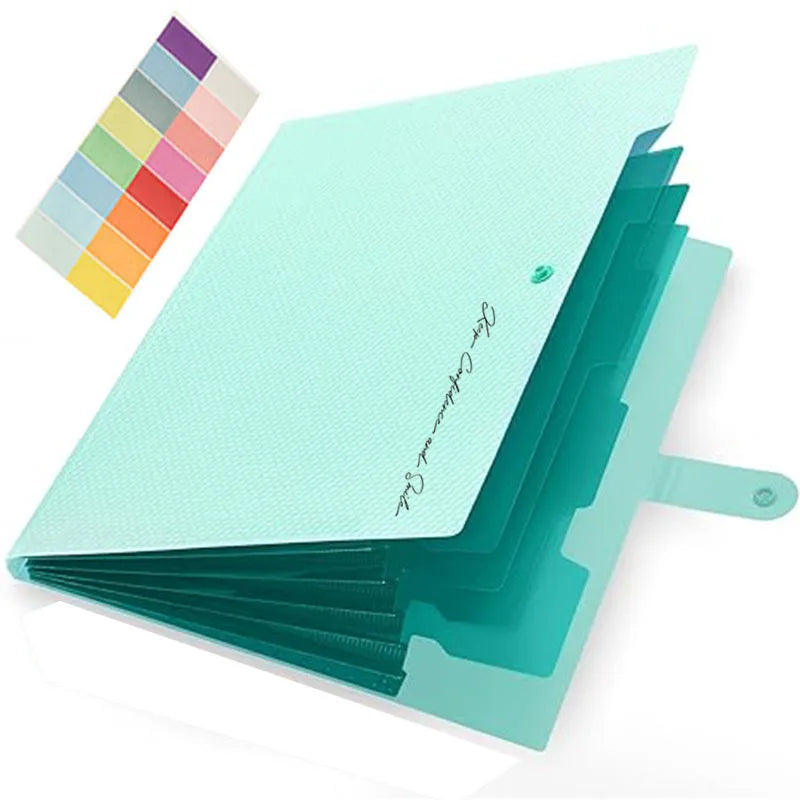A4 Size Accordion File Folder 5 Pocket Filer Folder with Labels for Documents Paper Organizer for School Office