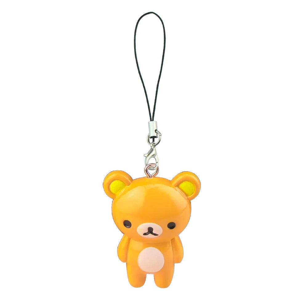 Kawaii Rilakkuma Easy Bear Phone Rope Chain Keyrings Lazybear Doll Keychains Bag Key Pendants Gift