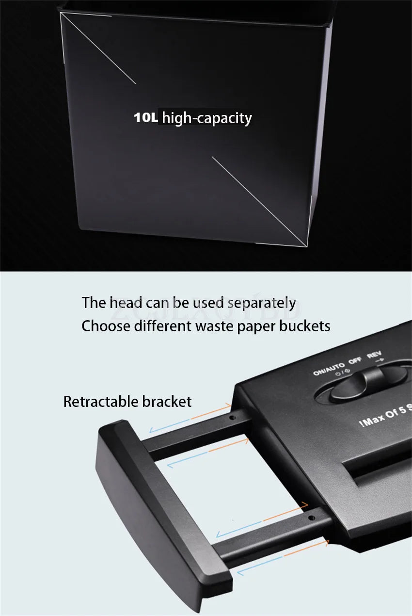 220V 10L Mini Desktop Electric Shredder Electric Cutting File Shredder Strip Office Home Paper Shredder