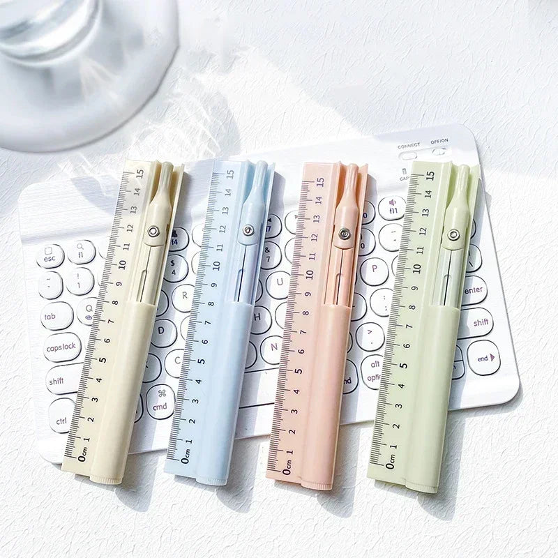 3 in 1 Compass Geometry Set with Ruler Pencil Kawaii Multifunctional Drawing Compass Math Geometry Tool Office School Supplies