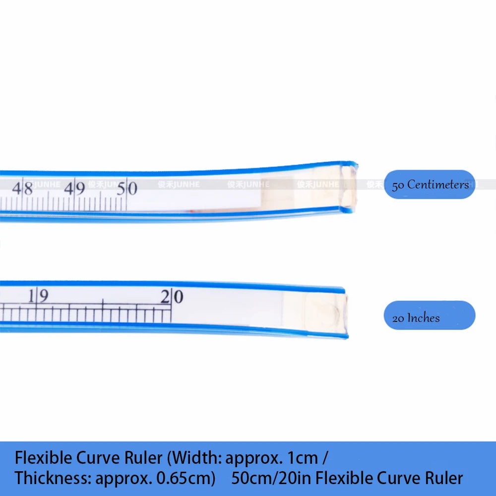 Flexible Curve Ruler 50cm Double-Sided Scale Multi-Functional Soft Ruler for Garment Pattern Making Bendable Arc Ruler, Essentia