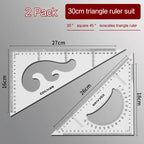2Pcs/Set Multifunctional Triangle Ruler 30/45 Degree Measurement Angle Isosceles Triangle Ruler Geometry Students Drafting Tool