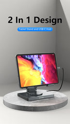 Blueendless Ipad Stand USB C Hub 4K 60HZ HD Type-C 100W PD SD/TF Slot Reader USB 3.0 5Gbps 9 In 1 Type-C Hub Ipad Holder