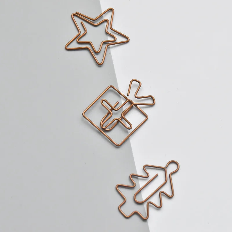 20pcs Retro Metal Clips Mini Christmas Tree Paper Clip Bookmark Book Binding Notebook Decor Stationery School Binding Supplies