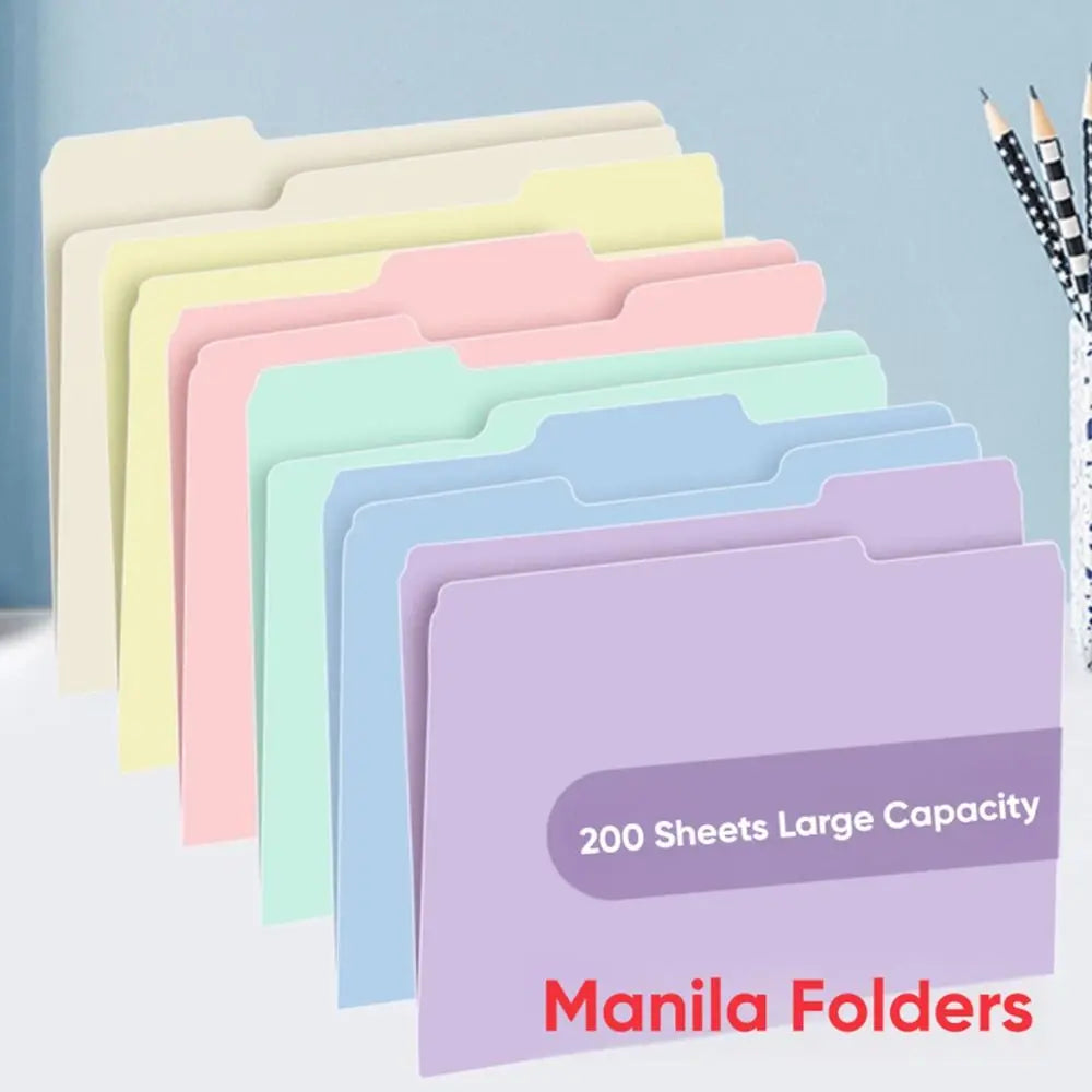 6PCS/Set PP A4 File Folder Colored with Category Index Stickers Doucument Storage Folders Multifunctional Manila Folder