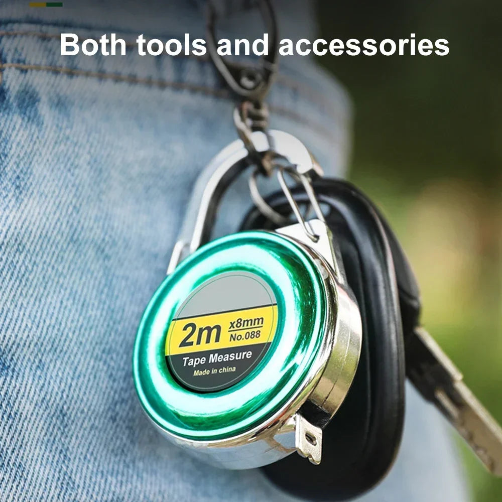Retractable Keychain Tape Measur Portable Mini Centimeter Inch Retractable Ruler Roulette 2 Meter Measure Tape Gift
