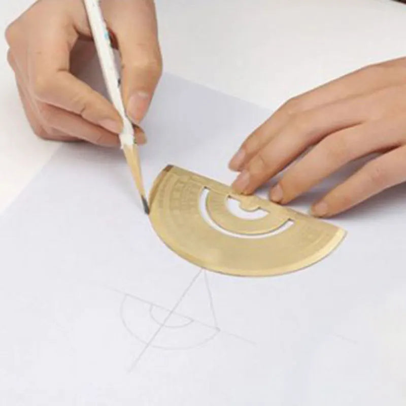 0-180 Degree Metal Brass Copper Protractor Office School Measuring Drawing Tool For Math Geography Art Design Student Exam