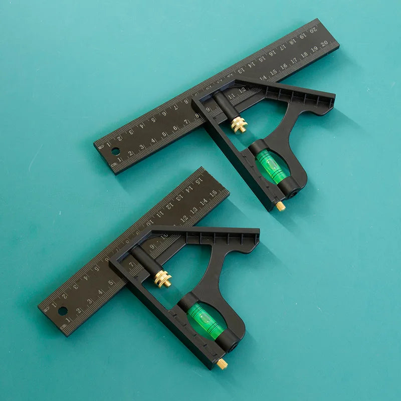 150/200/250mm Multifunctional Movable Ruler Protractor Angle Level Aligner Carpenter Square Measuring Layout Tool Woodworking