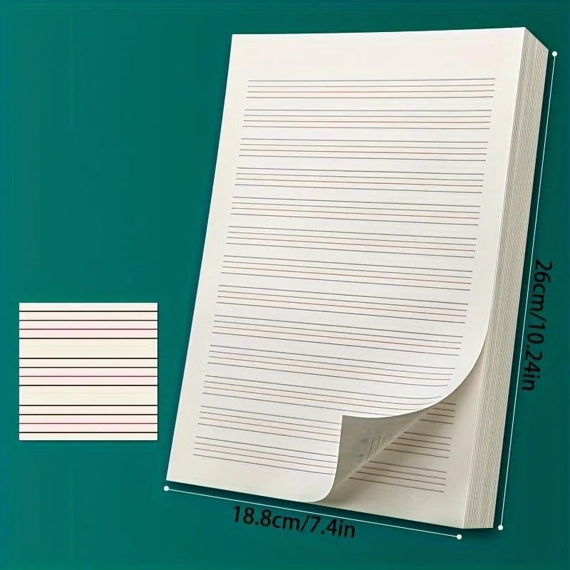 English Practice Book, Thin Four Line Grid English Exercise Book, 50 Sheets, Thickened Draft Paper
