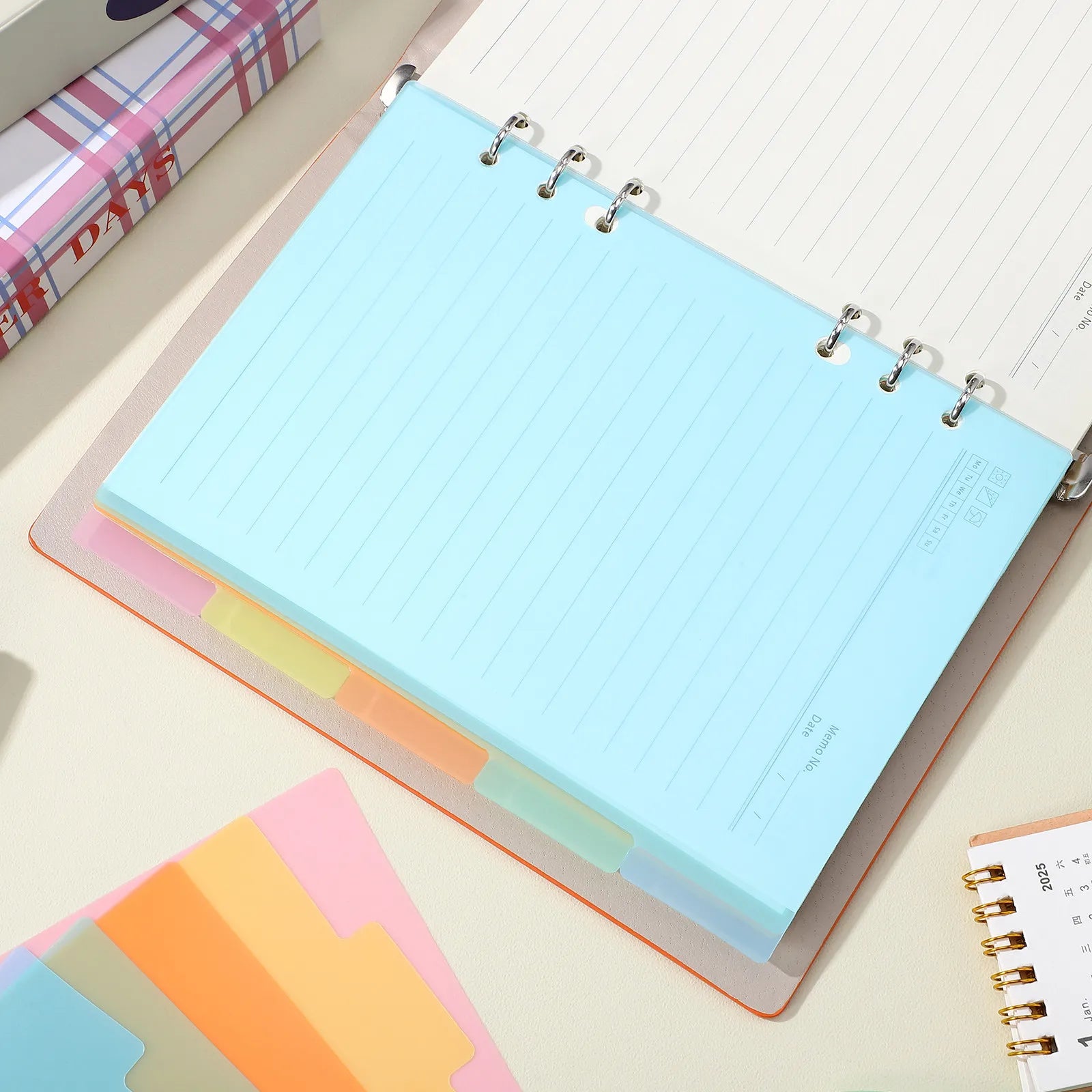 10Pcs Smooth Flexible Plastic Dividers with Label Tabs for A5 Binder Index Classification Translucent Design 6-Hole Study