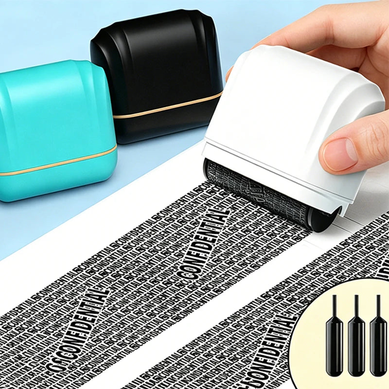 Wide-sized Privacy Roller Seal Refillable Ink Garbled Code Stamp Anti-Leakage for Express Information Protection