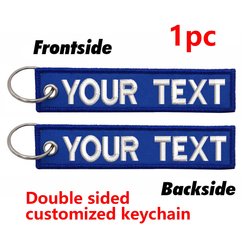 Custom Embroidered Keychain - Personalized Text Name Tag Keyring for Motorcycle, Car, Backpack, Luggage Travel Accessories