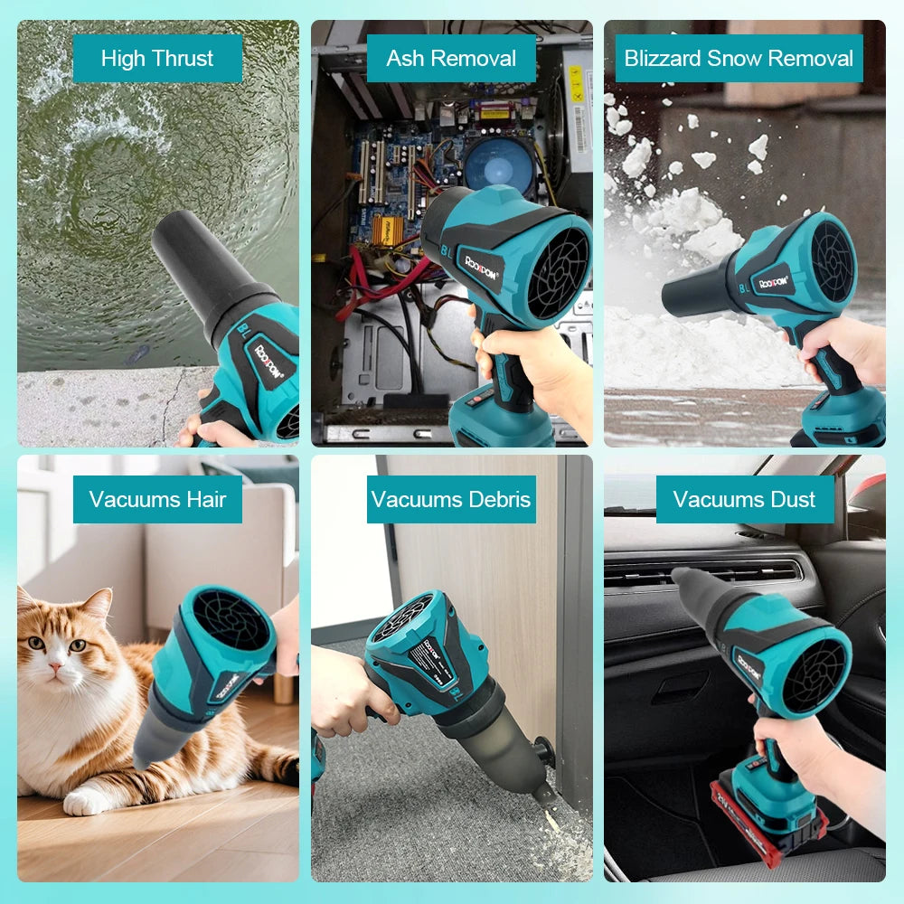 Electric Turbo Blowers 3 Gears Brushless Cordless Electric Air Blower Hand Dust Blowing Tools for Makita Battery Pin(No Battery)