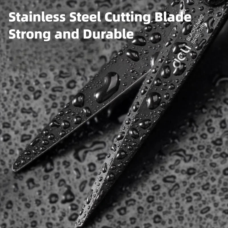 Deli 210/175mm Black Stainless Steel Scissors Business Office Stationery Home Shears Kitchen Knife Cutter Cutting Tool
