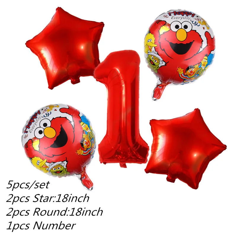 Cartoon Sesames Streets Birthday Party Supplies Kids Disposable Tableware Cup Plate Napkin Tablecloth Balloon Banner Decoration