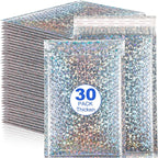 30 Pcs Holographic Bubble Mailers Waterproof Self Seal Adhesive Foil Glitter Glamour Shipping Bags for Mailing Supplies