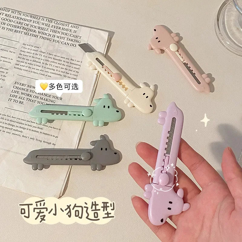 1Pcs Cartoon Cute Dog DIY Mini Multipurpose Pocket Folding Knife Letter Pen Envelope Opening Knife