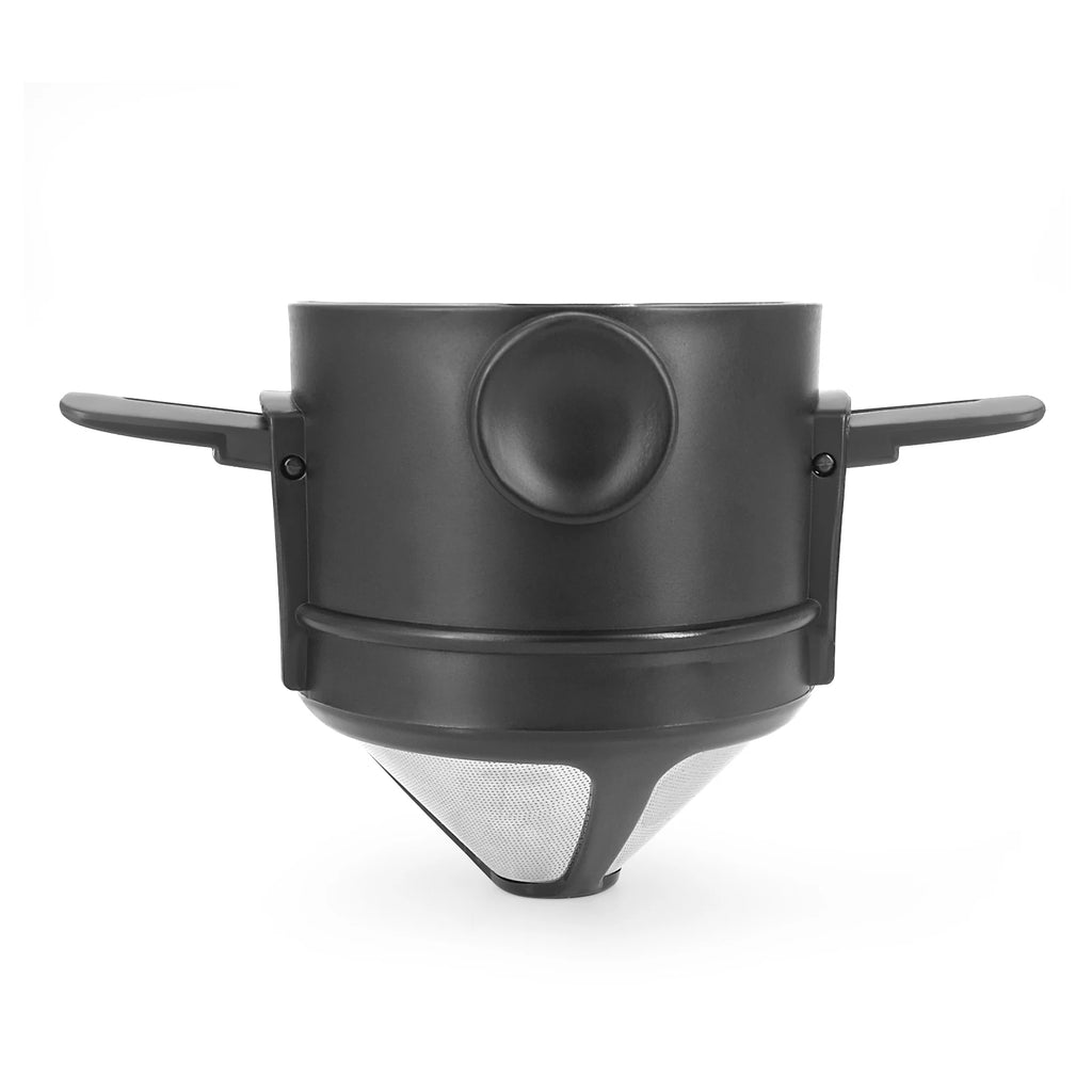 Folding Hand Brewed Coffee Filter Coffee Dripper Cone for Drip Coffee and Tea with Stainless Steel Holder No Filter Paper