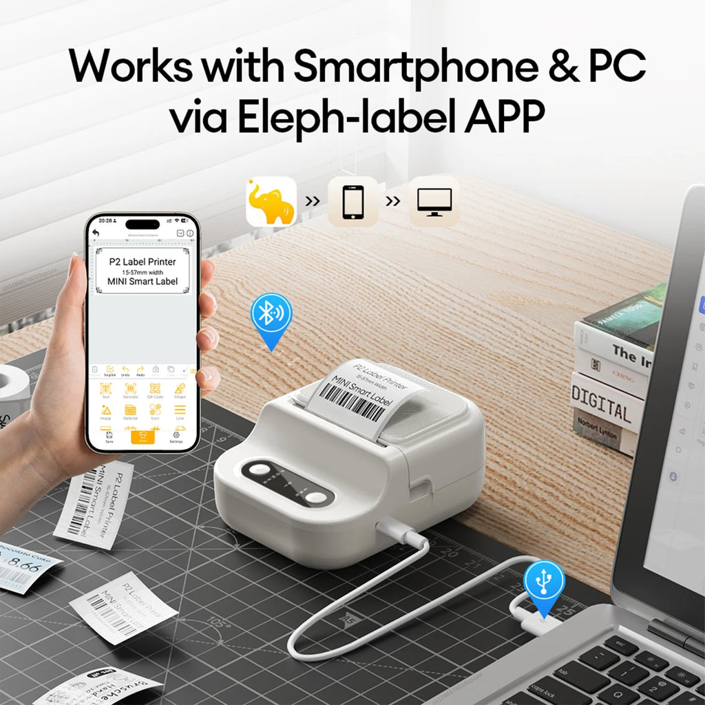 Mini Portable Thermal Printer 12-57mm Self-adhesive Label Printer Inkless Bluetooth Sticker Printing Machine like B21 Printer