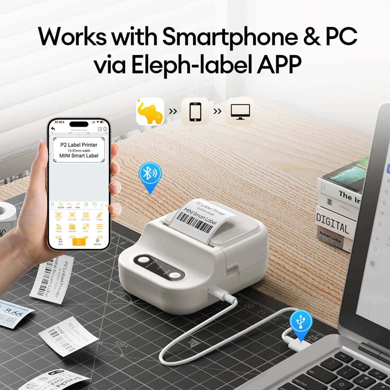 Mini Portable Thermal Printer 12-57mm Self-adhesive Label Printer Inkless Bluetooth Sticker Printing Machine like B21 Printer