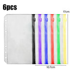 2-24Pcs Clear A6 6-Hole Binder Pockets Waterproof PVC Organizer Cash Budget Envelopes Zipper Binder Pouches for Notebook Planner