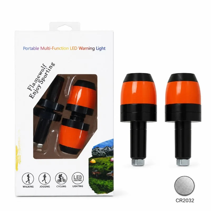 2Pcs Bicycle Handlebar Plug LED Light Intelligent Turn Signal Waterproof MTB Bar End Warning Lamp Night USB Rechargeable