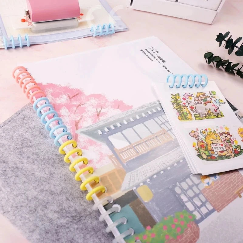 10pcs Plastic 30-Hole Loose Leaf Binders Ring Binding Spines Combs 85 Sheets Capacity for DIY Paper Notebook Album