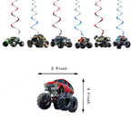 Monster Truck Party Supplies Disposable Tableware Plates Napkin Banner Tablecloth for Kids Boys 2nd Birthday Party Decorations