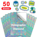 50 Sheets A4 Transparent Printable Vinyl Sticker Paper Glossy White Self-Adheisve Copy Paper for Inkjet Printer DIY Crafts Tapes