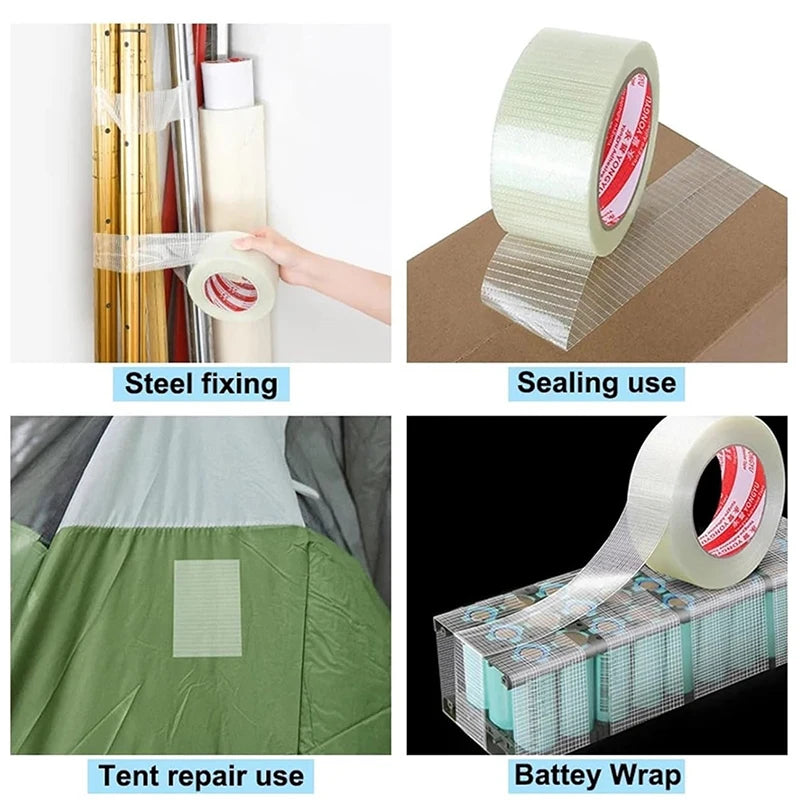 Single-sided Fiberglass Filament Tape Lithium Battery Insulation Wrap Fiberglass Tape Home Appliance Carton Fixed Packing Tape