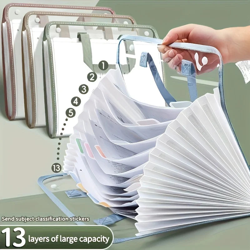 1PC Student file bag accordion bag folder large capacity test paper storage bag