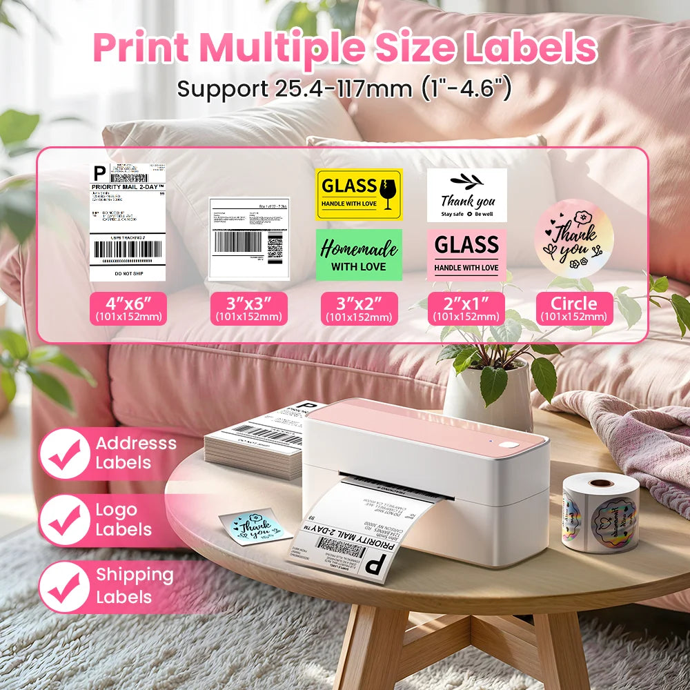 241 Bluetooth Thermal Label Printer Wireless Small Shipping Label Printer 4X6 Compatible with iPhone Android Mac Window