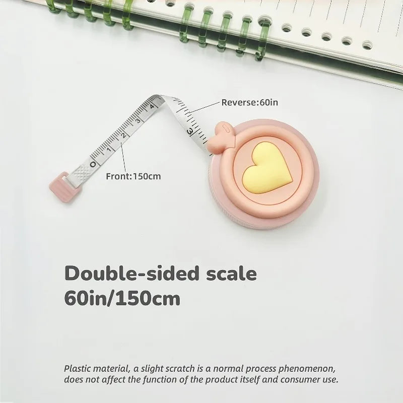 1pc Compact Retractable Pastel Heart-Shaped Mini Tape Measure - for Body Measurements, Clothing
