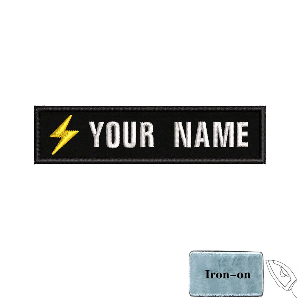 1PC 10cmX2.5cm Custom Name Patch Stripes Badge Iron On Or Hook Loop fire trophy radiation motorcycle blood drop love Pentagram