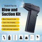 450,000RPM X6 Air Blower Powerful dust Vacuum Cleaner Fast Charging Strong Wind Brushless Violent Fan for car/computer cleaning
