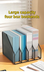 3 or 4 Slot Desktop File Organizer Metal Mesh Magazine Book Document Holder Black White for Office School Home Students Teachers